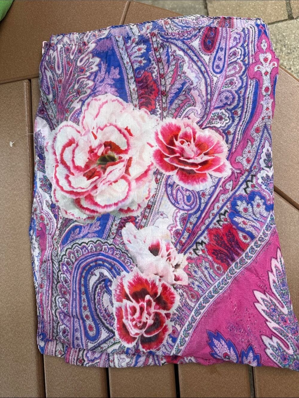 Laura Ciccarello Silk Scarf Floral Paisley Rare